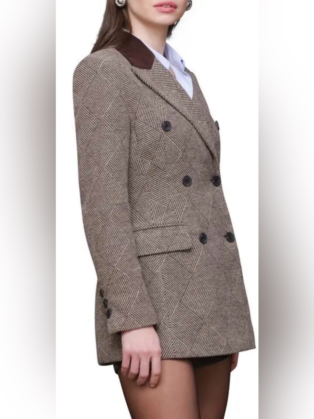 Avec Les Filles Basket Weave Double-Breasted Hourglass Blazer Large - Picture 7 of 12